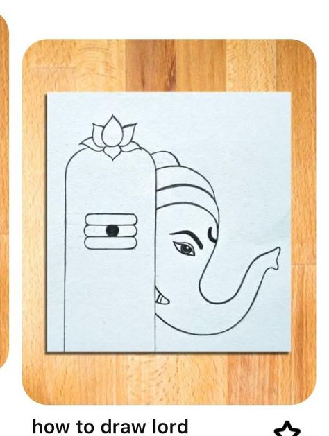 Ganapati Bappa Rangoli, Ganesh Drawing Simple, Cute Ganesha Drawing, Ganpati Drawing Easy, Drawing Ganpati, Ganpati Bappa Drawing, Bappa Drawing, Ganesh Chaturthi Drawing, Shiv Painting