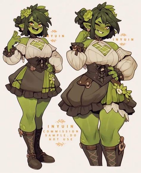 Goblin Cosplay Female, Female Frog Character, How To Draw A Goblin, Goblin Girl Character Design, Character Design Thumbnails, Goblin Art Female, Female Goblin Character Design, Goblin Hairstyle, Female Orc Character Design