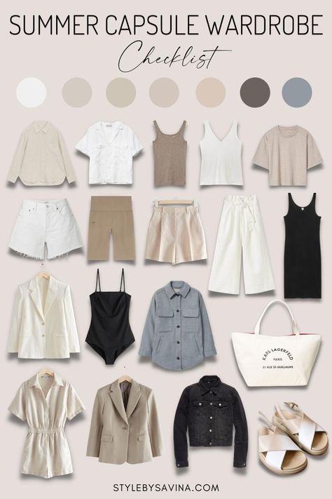 Minimalist Summer Wardrobe, Travel Capsule Wardrobe Summer, Ultimate Capsule Wardrobe, Minimalist Moda, Capsule Wardrobe Checklist, 2022 Outfits, Capsule Wardrobe Women, Spring Summer Capsule Wardrobe, Capsule Wardrobe Basics