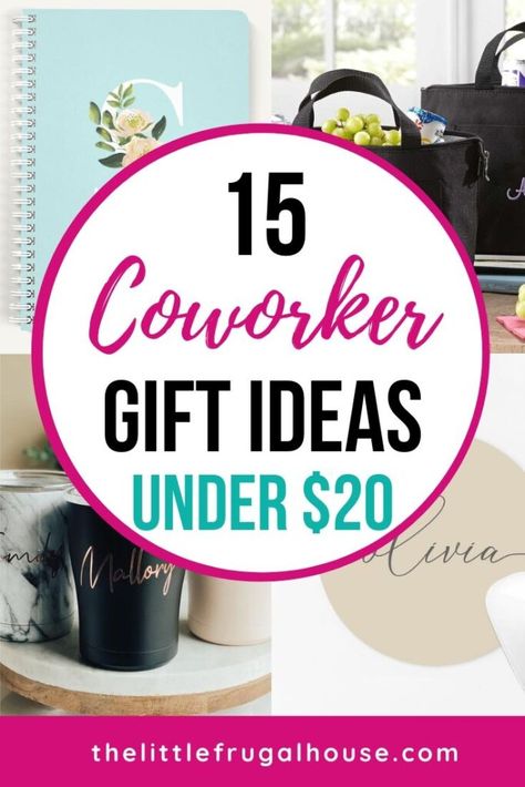 15 Coworker Gift Ideas Under $20 - The Little Frugal House Coworker Gift Ideas For Christmas, Secret Coworker Gift Ideas, Small Coworker Christmas Gift Ideas, Small Gift Ideas For Coworkers Offices, Small Gifts For Work Colleagues, Unique Employee Appreciation Gifts, Secret Teacher Gift Ideas, Secret Pals Gift Ideas, Birthday Gift For Male Coworker