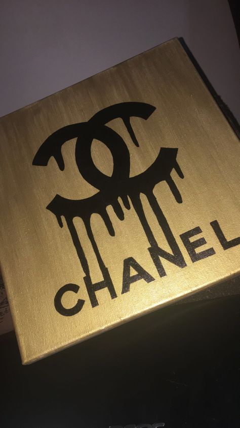 Chanel Canvas Painting, Drip Logo, Chanel Canvas, Cute Canvas Paintings, Logo Wall, Canvas Painting Designs, Logo Diy, Cute Canvas, Glam Decor