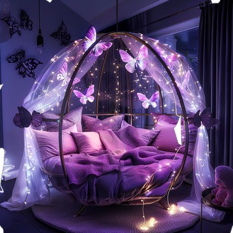 Purple Teen Room, Bedrooms Purple, Ideas For Teen Girls Bedroom, Purple Aesthetic Room, Girls Bedroom Color Schemes, Teen Girls Bedroom, Fantasy Room, Purple Bedroom Decor, Amazing Bedroom Designs