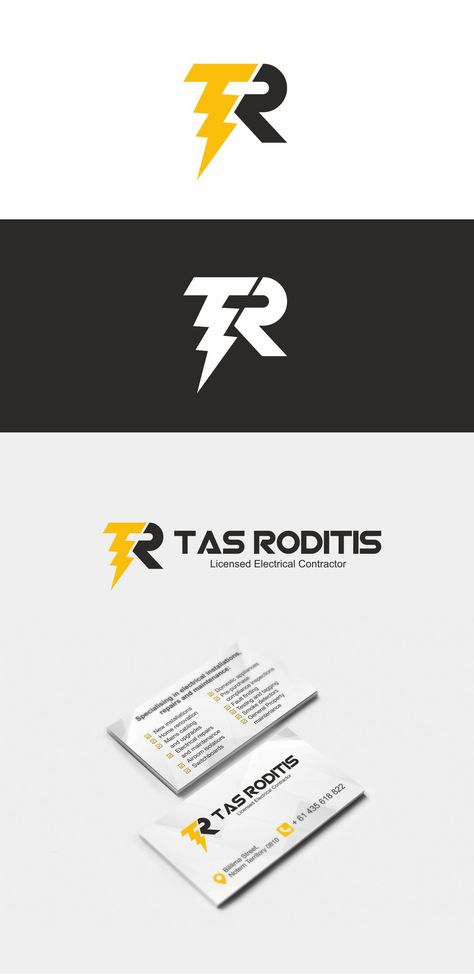 Ознакомьтесь с моим проектом @Behance: «Logo for Licensed Electrical Contractor "Tas Roditis"» https://www.behance.net/gallery/64590019/Logo-for-Licensed-Electrical-Contractor-Tas-Roditis Electrical Contractor Logo, Logo For Electrical Company, Electrician Branding, Electrical Engineering Logo, Electrician Logo Design, Electric Company Logo, Electrical Logo Design, Electric Logo Design, Electrical Company Logo