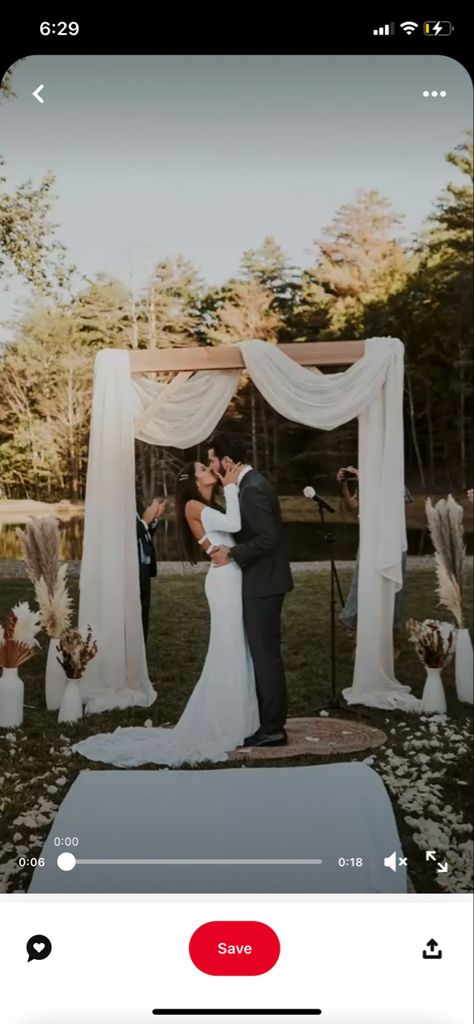 Wedding Altar Without Flowers, Drapes On Arch Wedding, Indoor Arbor Wedding, Wedding Arch White Draping, Arch Decoration Wedding Simple, Plain Wedding Arch, Wedding Arch Ideas No Flowers, Wedding Arbor No Flowers, Wedding Arch Ideas Square