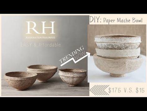 Engage Young Minds: Fun & Educational Paper Craft Activities. Diy Plaster Bowl, Paper Mache Bowl Decor, Curio Styling, Diy Paper Mache Bowl, Paper Mache Vases Diy, Paper Mache Bowls Diy, Restoration Hardware Diy, Plaster Decor, Paper Mache Vase