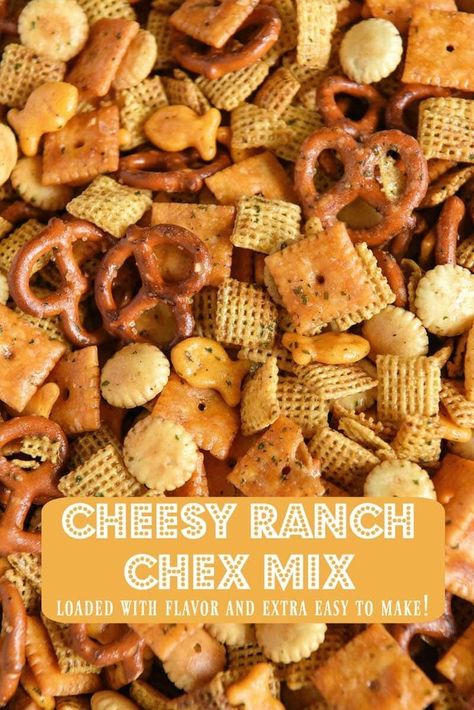 Cheesy Ranch Chex Mix, Ranch Chex Mix Recipes, Ranch Chex, Homemade Chex Mix Recipe, Ranch Chex Mix, Party Mix Snacks, Homemade Chex Mix, Cheesy Ranch, Trail Mix Recipes