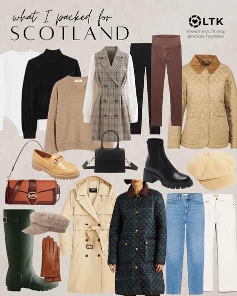 A Scotland Journey: Travel Guide - The Blonderella Scotland Fashion Spring, Fall In Scotland Outfits, Scotland In November Outfits, Winter Scotland Outfit, Scotland Winter Outfit, Scotland Fall Outfits, Scotland Outfit Spring, Outfits For Scotland, Scotland Outfit Fall