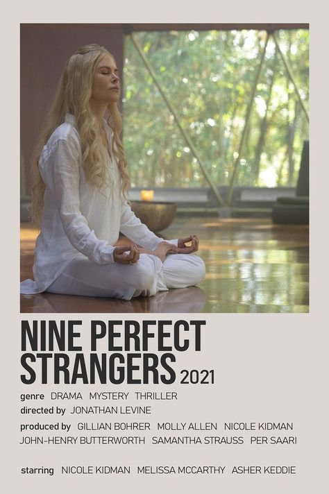 Movies Minimalist, Nine Perfect Strangers, Polaroid Poster, Minimalist Posters, John Henry, Melissa Mccarthy, Perfect Strangers, Mystery Thriller, Nicole Kidman