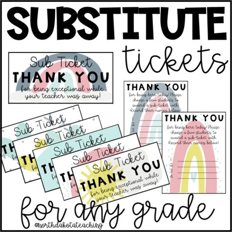 Having a sub can be stressful, but these sub tickets will help ensure your students are on task! They are the perfect addition to your emergency sub binder! Substitute Teacher Tickets, Substitute Teacher Tips, Teacher Expectations, Substitute Ideas, Asl Teacher, Teacher Organisation, Sub Binder, Substitute Binder, Classroom Routines And Procedures