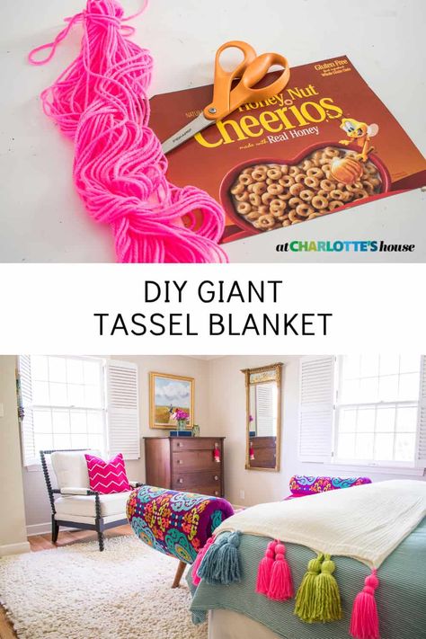 Tassel Blanket, Diy Throw Blankets, High End Decor, Diy Blankets, Colorful Tassels, Mismatched Furniture, Twine Diy, Graphic Pillow, Tassel Blankets