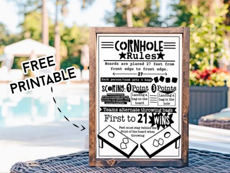 Cornhole rules printable - A girl and a glue gun Corn Hole Rules, Cute Porch, Cornhole Rules, Cornhole Lights, Family Games To Play, Corn Hole Diy, Sewing Painting, Crafts And Diy, Summer Games