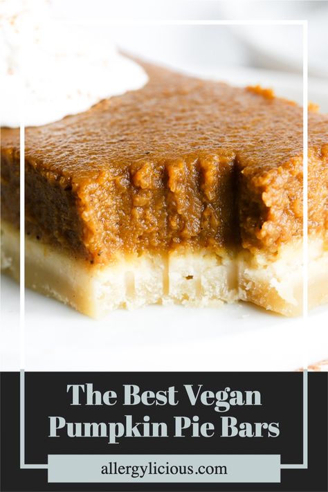 Vegan Pumpkin Pie Bars, Creamy Pumpkin Pie, Shortbread Cookie Crust, Homemade Shortbread, Pumpkin Pie Recipe Easy, Vegan Pumpkin Recipes, Pie Bar Recipes, Pumpkin Pie Mix, Vegan Pumpkin Pie