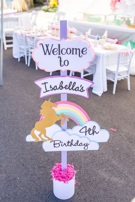 Unicorn Birthday Party Decorations, Rainbow Unicorn Party, Unicorn Themed Birthday Party, Rainbow Unicorn Birthday, Unicorn Birthday Party, 6th Birthday Parties, Rainbow Birthday, Unicorn Birthday Parties, 4th Birthday Parties