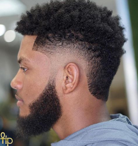 Temp Fade, Temple Fade, Black Man Haircut Fade, Temp Fade Haircut, Afro Hairstyles Men, Afro Fade, Drop Fade Haircut, Black Hair Cuts, Mohawk Hairstyles Men