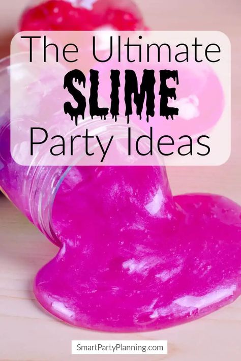 Slime Bday Party Ideas, Slime Party Games, Slime Birthday Party Ideas Decorations, Slime Games For Kids, Slime Party Ideas Decoration, Diy Slime Party, Slime Themed Birthday Party, Slime Party Ideas, Slime Activities