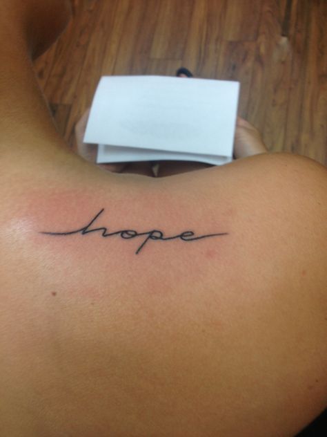 Hope tattoo! #hope #faith #love #creations #thunderbay #remy Hd Tattoos, Hope Tattoo, Daisy Tattoo, Writing Tattoos, Tattoo For Son, Disney Tattoo, Tattoo Font, Tattoo Script, Word Tattoos