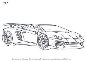 Learn How to Draw Lamborghini Aventador LP750-4 SV Roadster (Sports Cars) Step by Step : Drawing Tutorials Car Drawing Lamborghini, Lamborghini Drawing Sketches, How To Draw A Lamborghini, Cute Car Drawings, Lamborghini Aventador Drawing, Sport Car Drawing, Supercar Drawing, Cars To Draw, Lamborghini Sketch