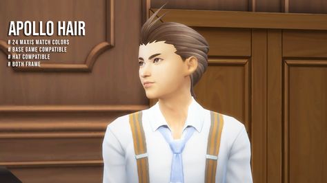 Apollo Justice, Ace Attorney, Sims 4 Cc, Maxis Match, Custom Content, Sims 4, Hair