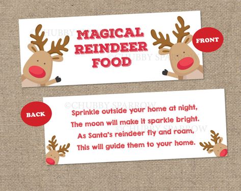 Magic Reindeer Food Favor Bag Toppers HOLIDAY party Printable | Etsy Food Poem, Magic Reindeer Food, Favor Bag Toppers, Gift Tags Christmas, Classroom Christmas, Colored Sugar, Reindeer Food, Room Mom, Teaching Colors