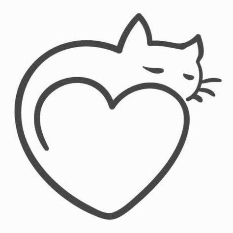 Of deze. Heart Cat Tattoo, Easy Cat Drawing, Simple Cat Drawing, Silhouette Tattoos, Image Cat, Love Cat, Diy Tattoo, Cat Quilt, 자수 디자인