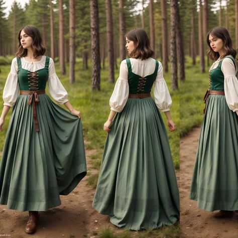 Green Renaissance Peasant Dress Medieval Festival Women's Costume Laced Bodice Cosplay Dress Puffed Sleeves Historical Outfit - Etsy French Peasant Dress, Green German Dress, Green Peasant Dress, Medival Outfits Halloween, The Hobbit Costumes, 1800s Peasant Dress, Medieval Larp Costume, Italian Medieval Dress, Irish Medieval Clothing