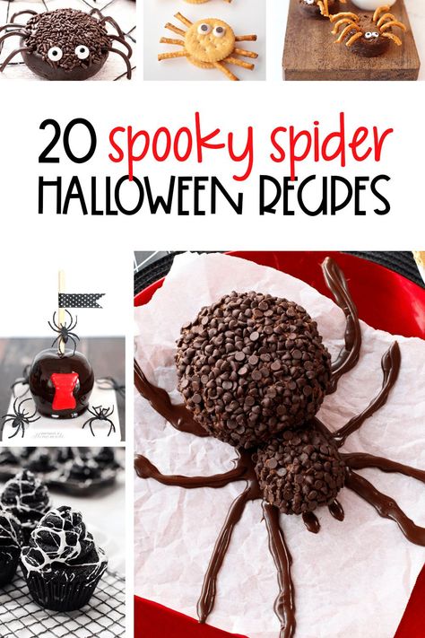 Halloween Spider Food Ideas, Spider Themed Snacks, Spider Candy Ideas, Spider Treats For Kids, Spider Desserts Halloween, Spider Food Ideas For Kids, Edible Spiders For Halloween, Spider Cheese Ball Halloween, Halloween Spider Food