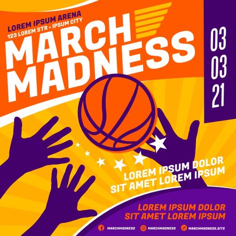 March Madness Basketball, Basketball Banners, Customer Persona, Basketball Tournament, Basketball Posters, March Madness, Banner Template, Online Classes, Poster Template