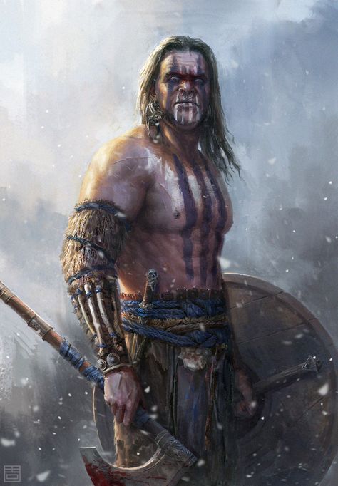 ArtStation - Woad Raider, qiang zhou Ancient Aliens, Celtic Warrior, Celtic Warriors, Norse Pagan, Viking Art, Human Male, Viking Warrior, Viking Age, Armor Concept