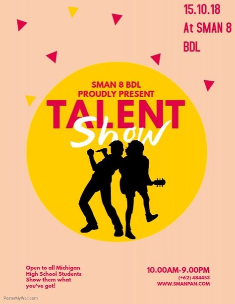 Copy of Talent Show Flyer Template Talent Show Poster Ideas, Talent Show Poster, Talent Show Flyer, Kids Got Talent, Show Flyer, School Board Decoration, Event Advertising, Custom Flyers, Event Template