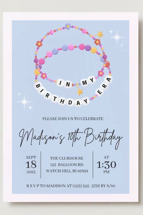 Friendship Birthday Party, In My Birthday Era Invitation, Taylor Swift 15 Birthday Ideas, In My Birthday Era, Taylor Swift Invitations, Taylor Swift Illustration, Taylor Swift Birthday Invitations, Taylor Swift Party Ideas, Eras Party