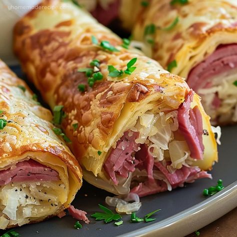 Easy Reuben Roll Ups Recipe - Perfect Appetizer Or Snack - My Home Made Recipe Reuben Crescent Roll, Reuben Crescent Bake Recipe, Ruben Roll Ups, Ruben Wraps, Ruben Pinwheels, Reuben Roll Ups, Rueben Wrap, Rueben Rolls, Ruben Rolls