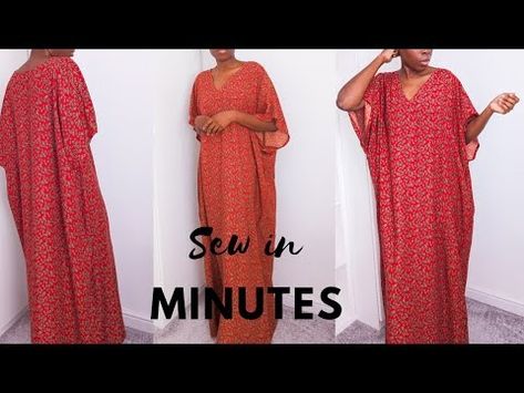 Sew a Kaftan in Minutes! Quick and Easy Tutorial - YouTube African Dress Patterns Free, Diy Caftan Pattern, Kaftan Pattern Sewing, Kaftan Pattern Diy, Diy Kaftan Dress, Kaftan Diy, Diy Kaftan, Kaftan Ideas, Simple Kaftan