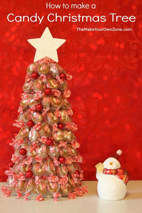 How To Make A Candy Christmas Tree Christmas Candy Crafts, Candy Trees, Christmas Candy Gifts, Potted Christmas Trees, Candy Christmas Tree, Candy Tree, Wall Christmas Tree, Alternative Christmas, Candy Land Christmas Tree