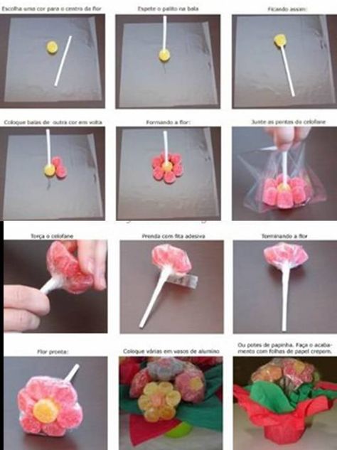 Flower Candy Lollipops, Sweet Trees, Candy Flowers, Sweet Bouquet, Candy Cakes, Candy Crafts, Chocolate Bouquet, Candy Table, Candy Bouquet