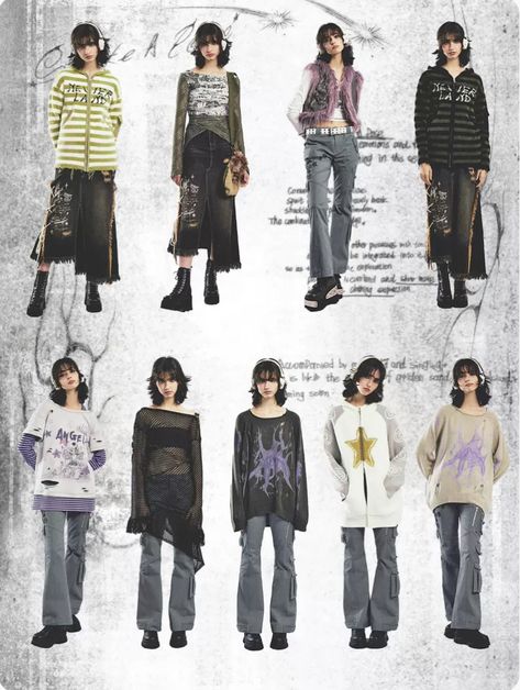 Aquarius Outfits, 90s Grunge Outfits, Japanese 90s, Japanese Y2k, Fit Y2k, Alt Grunge, Grunge Fits, 2000s Japanese Fashion, Estilo Harajuku