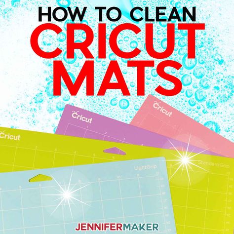 How to Clean Cricut Mats + FREE Mat Cheatsheet! - Jennifer Maker Jennifer Maker, Dusting Spray, Cricut Help, Cricut Mat, How Do You Clean, Dawn Dish Soap, Cricut Projects Beginner, Spray Adhesive, Cricut Craft Room