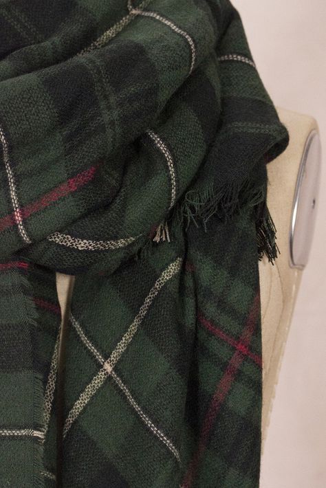 #plaidscarf #fashion #winterscarf Green Plaid Scarf, Emily Cooper, Irish Tartan, I Fall To Pieces, The Carolinas, Plaid Blanket Scarf, Scarf Style, Plaid Blanket, Green Scarf