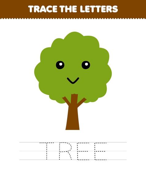 Education game for children trace the letter of cute cartoon tree printable nature worksheet Cartoon Trees, Nature Words, Vector Background, Games For Kids, Background Design, Cute Cartoon, Vector Free, Education, Clip Art