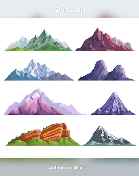 Snow Mountain Art, Hills Drawing, Hills Illustration, Mountain Plants, Mountain Icon, Isolated Icons, Mountain Rocks, Background Label, Vector Mountain