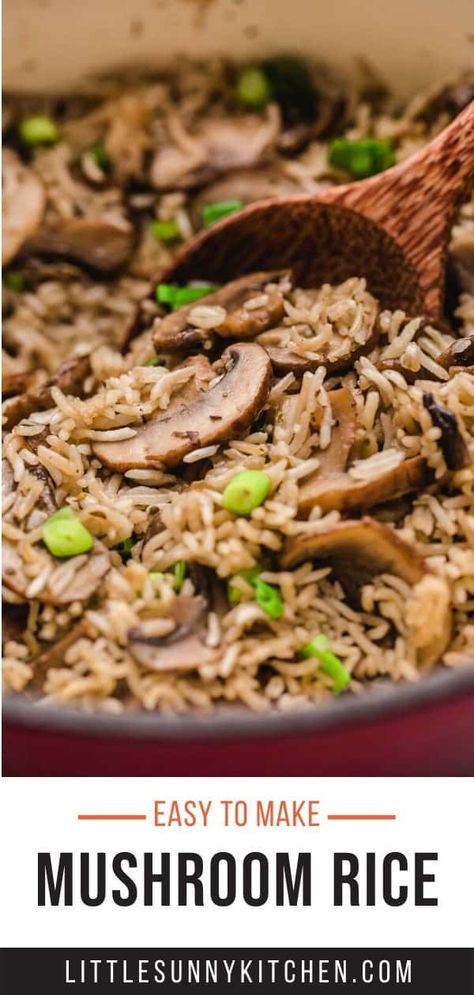 Vegan Mushroom Sauce, Rice Recipes Side, Mushroom Rice Recipes, Rice Side Dish Recipes, Mushroom Rice, Sauce For Rice, Rice Recipes For Dinner, Vegan Mushroom, Rice Side Dishes