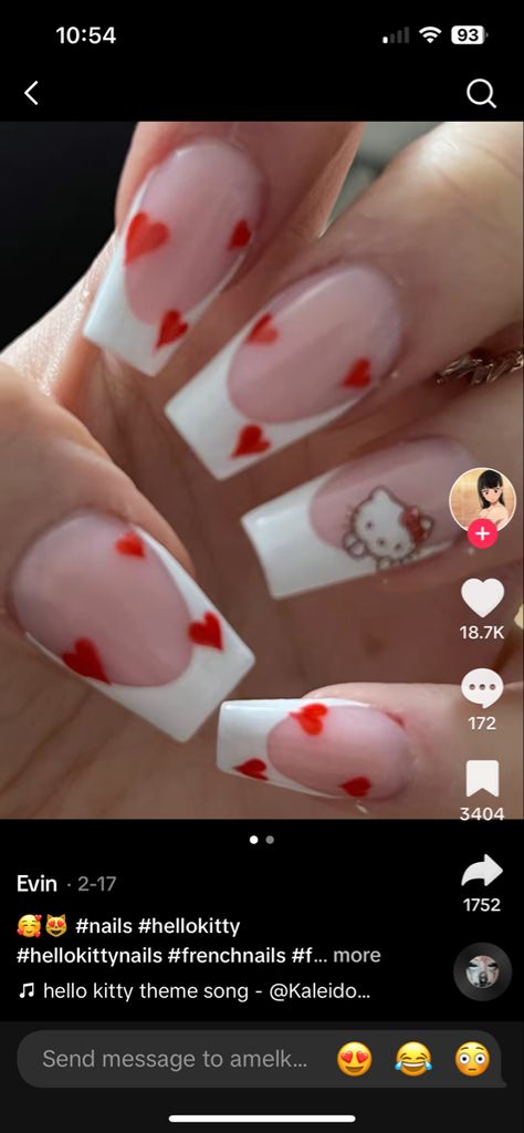 Hello Kitty Nails Step By Step, Hello Kitty Nails Strawberry, Hello Kitty Inspired Nails Short, Cute Hello Kitty Nails Acrylic, Sanrio Nails Simple Short, Pink Hello Kitty Nails Simple, Subtle Hello Kitty Nails, Hello Kitty Nails Acrylic Short Simple, Hello Kitty Nails Valentines