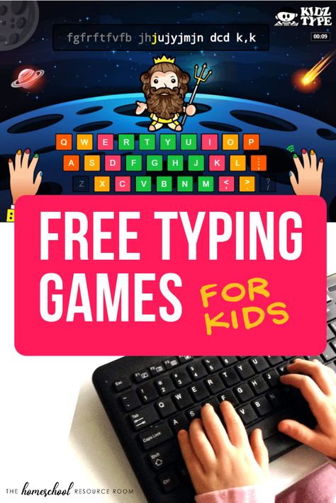 Check out these fun, interactive, and FREE typing games for kids! Full review of the KidzType program - plus some tips on how to get started! Resource Room, Homeschool School Portraits, Typing Lessons, Learning Websites For Kids, Homeschooling Preschool, Learning Games For Kids, Homeschool Education, Homeschool Learning, Learning Websites