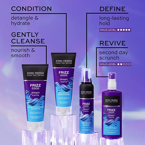 John Frieda Frizz Ease Dream Curls Daily Styling Spray, Curl Reviving Spray for Curly and Wavy Hair Curly Hair Spray, John Frieda Frizz Ease, Curl Mousse, Curl Conditioner, Curl Shampoo, John Frieda, Frizz Free, Rosehip Oil, Smooth Hair