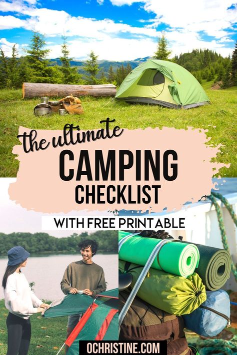 The Ultimate Camping Checklist with Free Printable | The Ultimate Camping Packing List. If you are going camping for the first time or often forget things to bring camping, you’re not alone. Here is the camping checklist (and packing list printable) we use for outdoor adventures; which is adjusted if we are going to a unique location. | Camping tips | what to bring camping | Camping packing list | Camping Holiday Packing List, Ultimate Camping Checklist, Essen, Colorado Camping Packing List, Camp Trip Packing List, Summer Camping Packing List, Tenting Packing List, Camping 101 Packing Lists, What To Bring When Camping