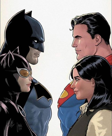 Batman, Catwoman, Superman & Lois Lane Batman Catwoman, Superman And Lois Lane, Catwoman Cosplay, Superman Family, Action Comics, Batman And Catwoman, Superman Lois, Cat Woman, Lois Lane