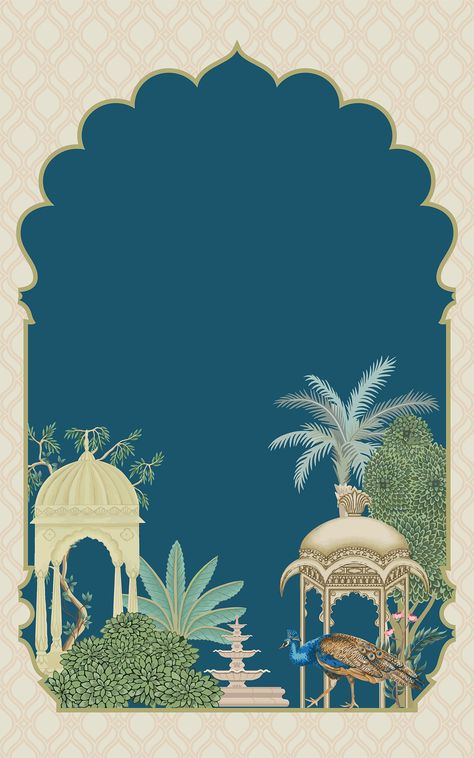 Mughal Wedding Card, New Home Invitation Card, Mughal Peacock, Mughal Background, Mughal Wallpaper, Background Card Design, Mughal Design, Mughal Garden, Mughal Designs