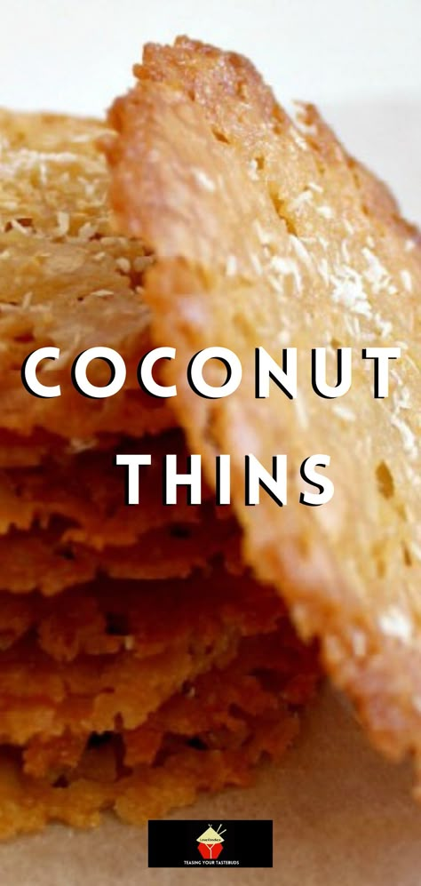 Coconut Thins. If you like crisp, caramel, coconut, and sweet then these little treats are for you! They're absolutely delicious and will store for up to a week if you wish to make ahead. Homemade Pecan Pie, Amazing Cookie Recipes, Coconut Cookies Recipes, Caramel Coconut, Lace Cookies, Coconut Bread, Macaroon Recipes, Cooking Tutorials, Honey Buns