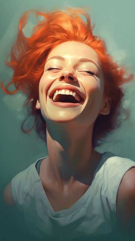 Smiling Woman Painting, Smile Painting Faces, Happy Portrait Painting, Smiling Portrait Painting, Happy Faces Drawings, Happy Face Drawing Reference, Happy Emotions Art, Happy Emotion Drawing, Happy Face Expression Drawing