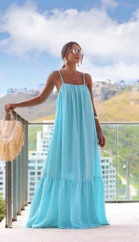 Fashion dress Long Summer Dresses Maxi, Backless Maxi Dress, Maxi Dress Long, Moda Chic, Dress With Ruffles, Ruffles Fashion, African Clothing Styles, Long Dress Casual, Backless Maxi Dresses