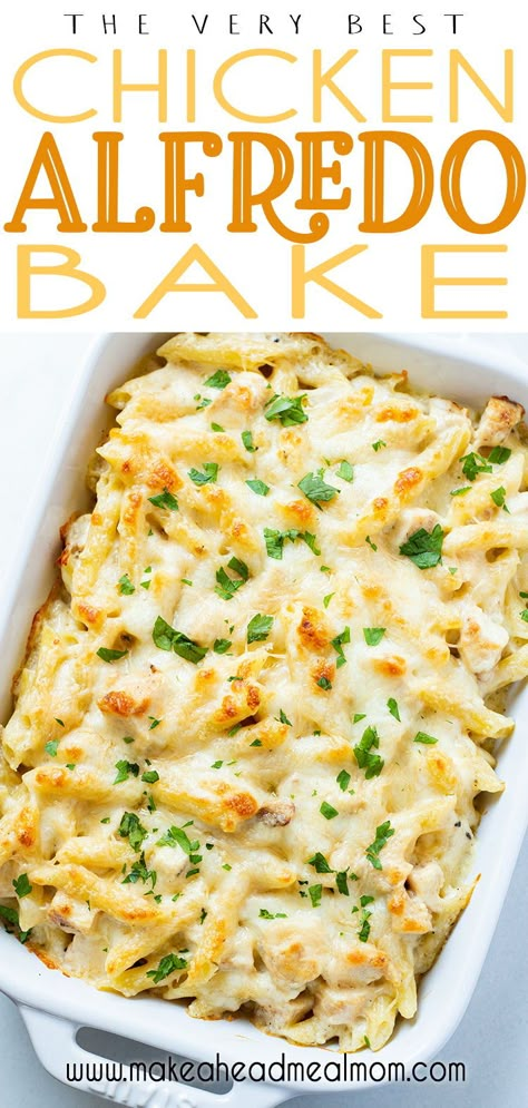 Easy Baked Chicken Alfredo, Baked Chicken Alfredo, Chicken Alfredo Bake Recipe, Alfredo Casserole, Chicken Alfredo Casserole, Alfredo Bake, Best Freezer Meals, Chicken Alfredo Bake, Chicken Alfredo Recipes